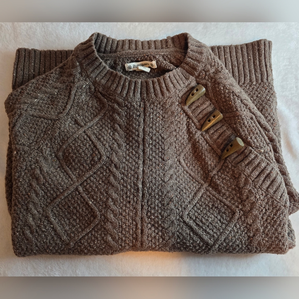 Ruff Hewn Brown Cable Knit Sweater for Men